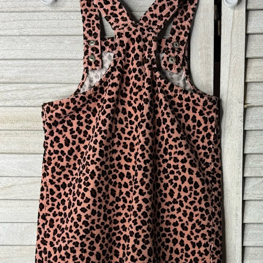 The Children’s Place Leopard Corduroy Jumper Dress 4T Pink Overall Pinafore